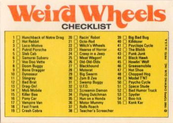 1980 Topps Weird Wheels #44 Black Hawk Back