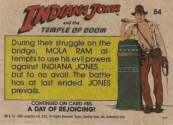 1984 Topps Indiana Jones and the Temple of Doom #84 Indiana Jones vs. Mola Ram! Back