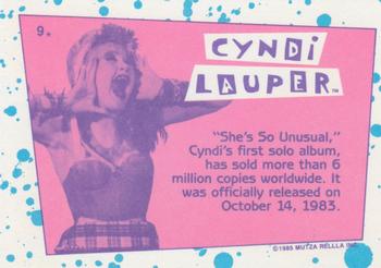 1985 Topps Cyndi Lauper #9 She's So Unusual, Cyndi's first solo album, Back
