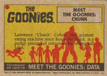 1985 Topps The Goonies #3 Meet the Goonies: Chunk Back