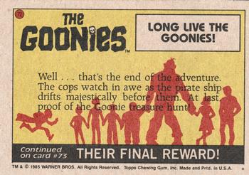1985 Topps The Goonies #72 Long Live the Goonies! Back