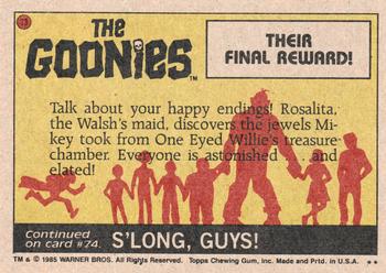1985 Topps The Goonies #73 Their Final Reward! Back