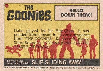 1985 Topps The Goonies #77 Hello Down There!! Back