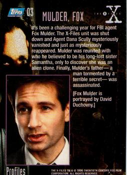 1996 Topps The X-Files Season Two #3 Mulder, Fox Back