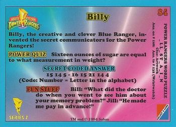 1994 Collect-A-Card Mighty Morphin Power Rangers Series 2 Retail #84 Billy Back