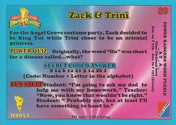 1994 Collect-A-Card Mighty Morphin Power Rangers Series 2 Retail #89 Zack & Trini Back