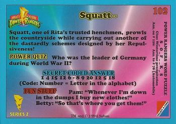 1994 Collect-A-Card Mighty Morphin Power Rangers Series 2 Retail #102 Squatt Back