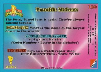 1994 Collect-A-Card Mighty Morphin Power Rangers Series 2 Retail #109 Trouble Makers Back