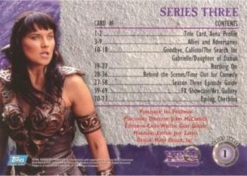 1999 Topps Xena Warrior Princess Series 3 #1 Series Three Back