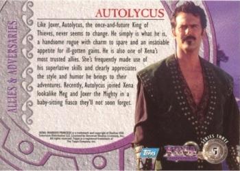 1999 Topps Xena Warrior Princess Series 3 #5 Autolycus Back