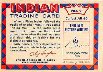 1959 Fleer Plains Indians (R730-2) #2 Indian Scout Riding Trail Back