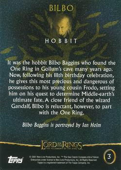 2001 Topps Lord of the Rings: The Fellowship of the Ring #3 Bilbo Back
