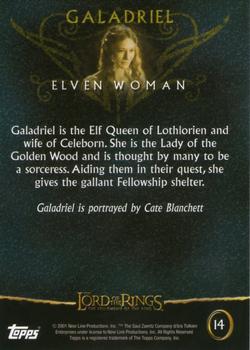 2001 Topps Lord of the Rings: The Fellowship of the Ring #14 Galadriel Back