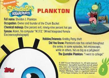 2009 Topps SpongeBob SquarePants Premiere Edition #7 Plankton Back