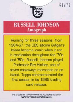 2013 Topps 75th Anniversary - Autographs Diamond Anniversary #NNO Russell Johnson Back
