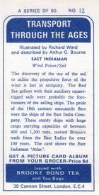 1966 Brooke Bond Transport Through the Ages #12 East Indiaman Back