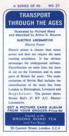 1966 Brooke Bond Transport Through the Ages #29 Electric Locomotive Back