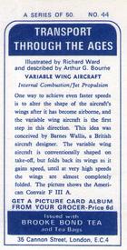 1966 Brooke Bond Transport Through the Ages #44 Variable Wing Aircraft Back