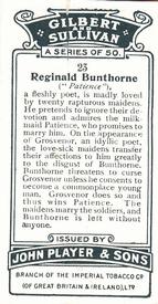 1925 Player's Gilbert & Sullivan (A Series) #23 Reginald Bunthorne Back
