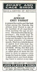 1933 Player's Aviary and Cage Birds #24 African Grey Parrot Back