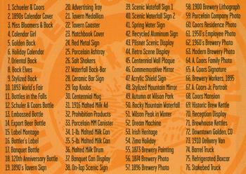 1995 Coors #100 Coors Cards Checklist Front