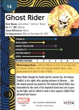 2013 Fleer Retro Marvel  #14 Ghost Rider Back