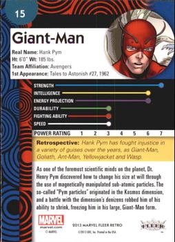2013 Fleer Retro Marvel  #15 Giant-Man Back
