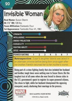 2013 Fleer Retro Marvel  #20 Invisible Woman Back