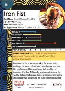2013 Fleer Retro Marvel  #21 Iron Fist Back