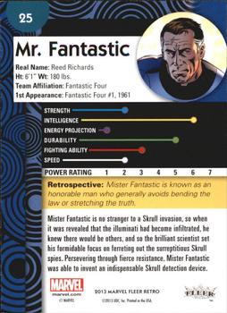 2013 Fleer Retro Marvel  #25 Mr. Fantastic Back