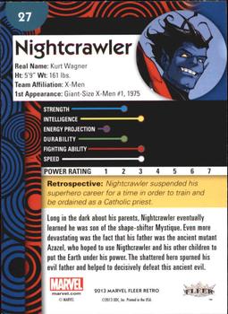 2013 Fleer Retro Marvel  #27 Nightcrawler Back
