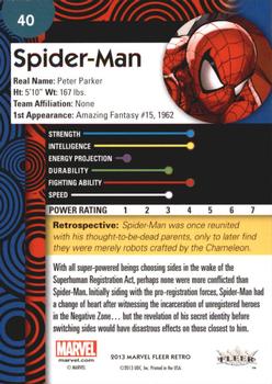2013 Fleer Retro Marvel  #40 Spider-Man Back