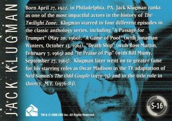 2000 Rittenhouse Twilight Zone The Next Dimension Series 2 - Twilight Zone Stars #S-16 Jack Klugman Back