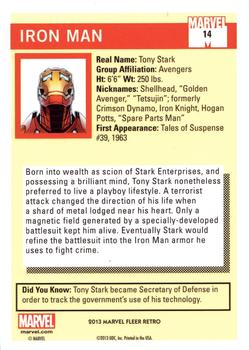 2013 Fleer Retro Marvel  - 1990 Marvel Universe Design #14 Iron Man Back