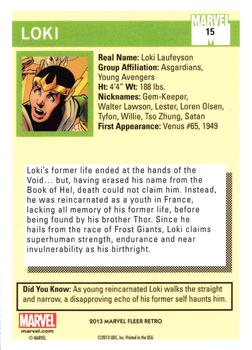 2013 Fleer Retro Marvel  - 1990 Marvel Universe Design #15 Loki Back