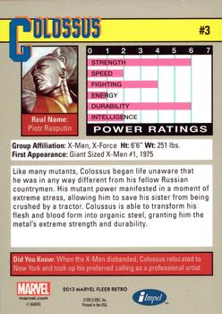 2013 Fleer Retro Marvel  - 1991 Marvel Universe Design #3 Colossus Back