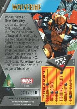 2013 Fleer Retro Marvel  - Precious Metal Gems Red #16 Wolverine Back