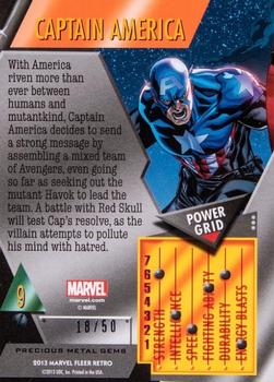 2013 Fleer Retro Marvel  - Precious Metal Gems Blue #9 Captain America Back