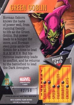 2013 Fleer Retro Marvel  - Precious Metal Gems Blue #33 Green Goblin Back