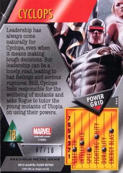 2013 Fleer Retro Marvel  - Precious Metal Gems Green #18 Cyclops Back