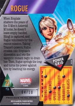 2013 Fleer Retro Marvel  - Precious Metal Gems Green #20 Rogue Back
