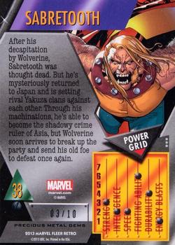 2013 Fleer Retro Marvel  - Precious Metal Gems Green #38 Sabretooth Back