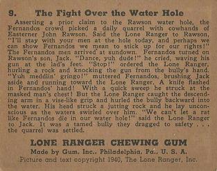 1940 Gum Inc. Lone Ranger (R83) #9 The Fight over the Water Hole Back