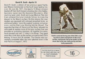 1991 Space Ventures Space Shots Moon Mars #16 David R. Scott - Apollo 15 Back