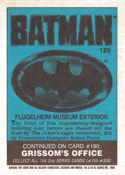 1989 O-Pee-Chee Batman Movie #189 Flugelheim Museum Exterior Back