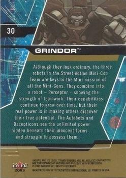 2003 Fleer Transformers Armada - Gold #30 Grindor Back