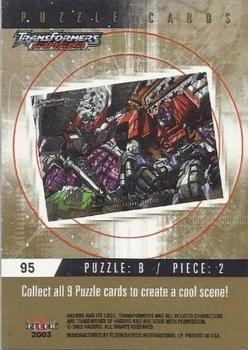 2003 Fleer Transformers Armada - Gold #95 Puzzle B - Piece 2 Back