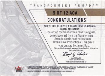 2003 Fleer Transformers Armada - Comic Art #9ACA Issue 9 - James Raiz Back