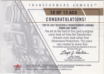 2003 Fleer Transformers Armada - Comic Art #10ACA Issue 10 - James Raiz Back
