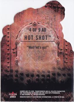 2003 Fleer Transformers Armada - Die Cuts #4AD Hot Shot Back